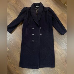 Women's Wool Blend Full Length Navy Pea Coat
